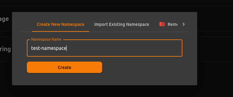 Create environment modal