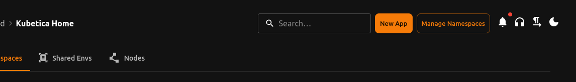 Manage environments button
