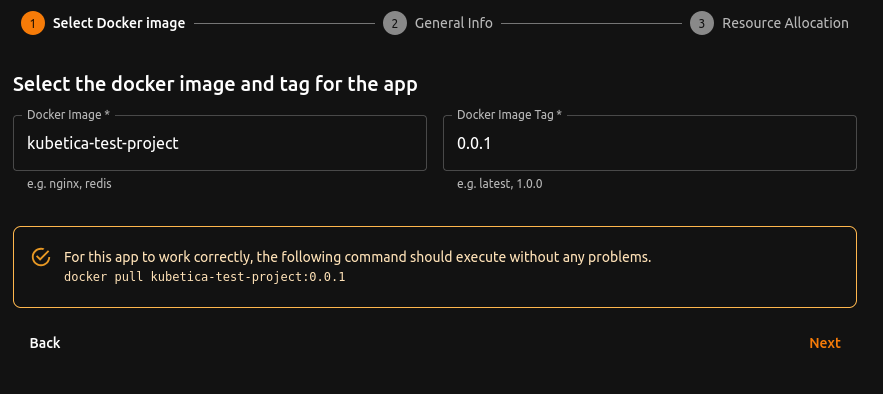 Docker image and tag selection